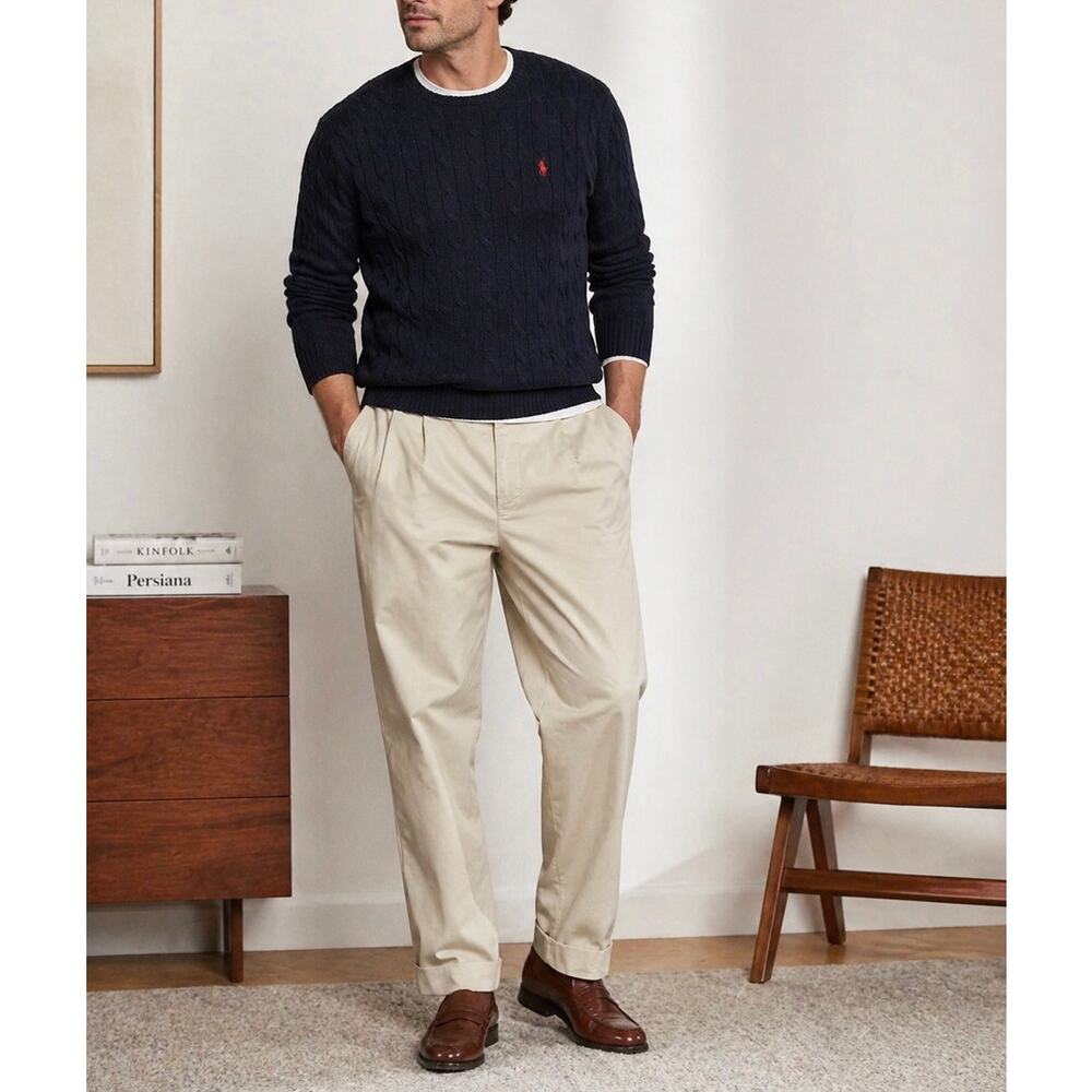 Polo Ralph Lauren Hammond Pants 38x32 Khaki Chino Classic Fit Beige Cotton Men’s